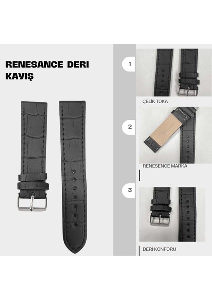 RS2005S Cabor Deri Kayış - 16 mm - Siyah