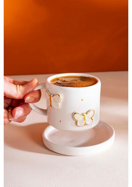 Gold Kelebek Amore El Yapımı Seramik Double Kahve Fincanı Mug Kupa fiyatları