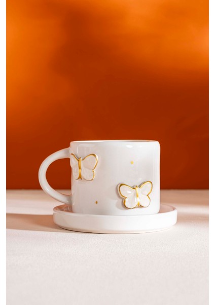 Gold Kelebek Amore El Yapımı Seramik Double Kahve Fincanı Mug Kupa modelleri