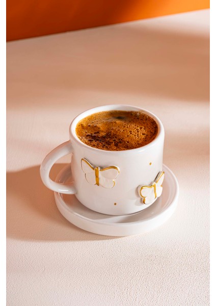 Gold Kelebek Amore El Yapımı Seramik Double Kahve Fincanı Mug Kupa fırsatları