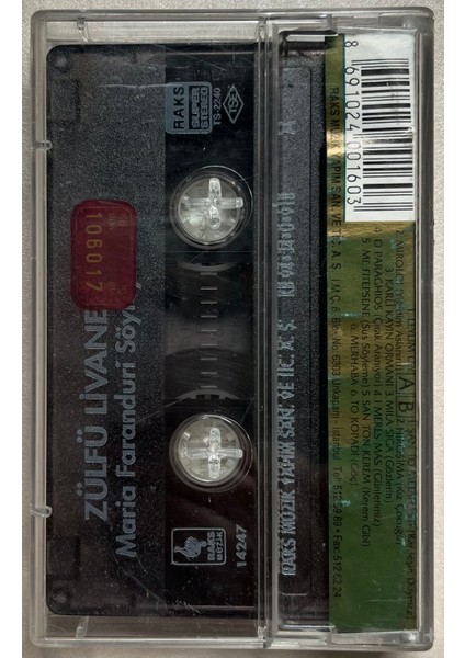 Zülfü Livaneli Maria Faranduri Söylüyor Seçme Eserler 2 Kaset (Orjinal Dönem Baskı)