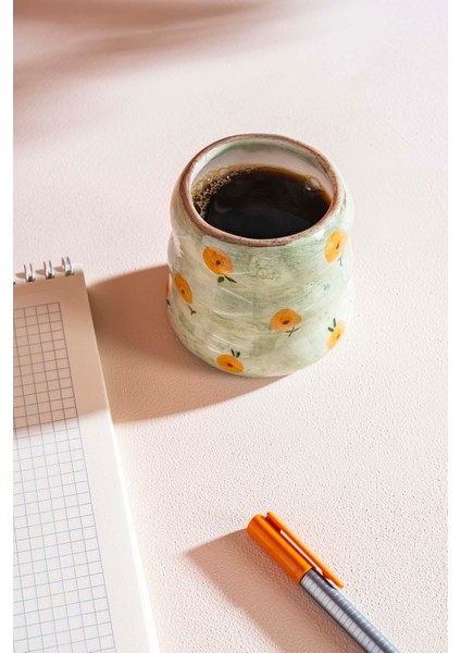 Yeşil Çiçek Amore El Yapımı Seramik Double Kahve Bardağı Mug Kupa fırsatları