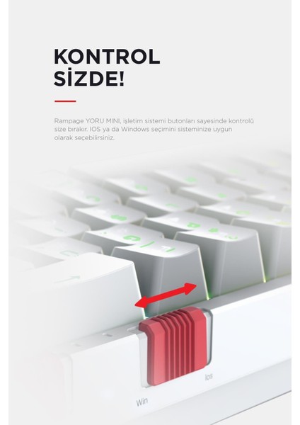 Yoru Mini Gri/beyaz Type-C Bağlantılı Outemu Red Swich Q Mekanik Gaming Oyuncu Klavye Rgb