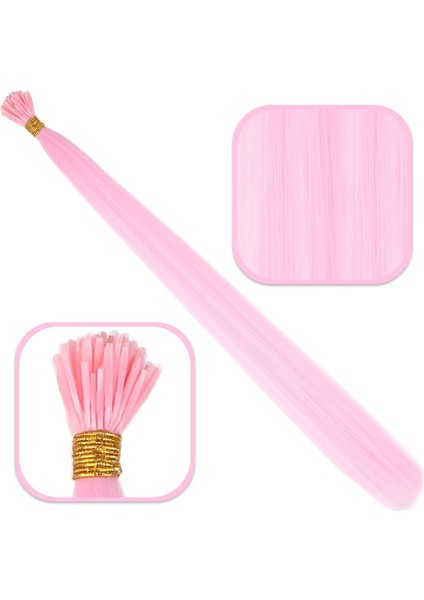 Fiber Sentetik Boncuk Kaynaklık Renkli Saç - Şeker Pembe - 100 Adet