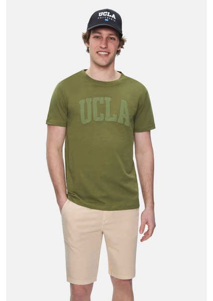 Culver Haki Bisiklet Yaka Baskılı Erkek Tshirt