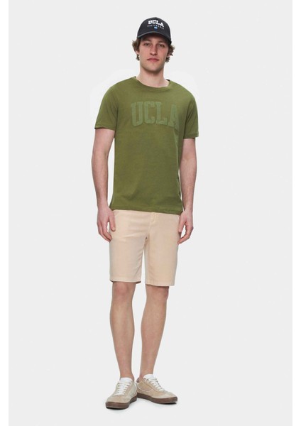 Culver Haki Bisiklet Yaka Baskılı Erkek Tshirt modelleri