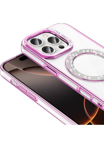 Apple iPhone 16 Pro Max Kılıf Karetta Diamod Taş Desenli Magsafeli Kapak