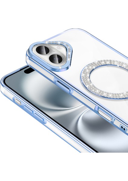 Apple iPhone 16 Plus Kılıf Karetta Diamod Taş Desenli Magsafeli Kapak