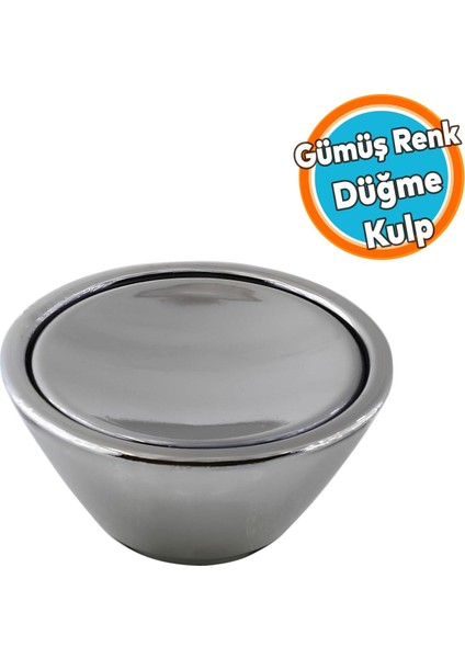 Mobilya Mutfak Dolap Dolabı Çekmece Kulpu Kulbu Plastik Gümüş Tek Vidalı Düğme Kulp Krom