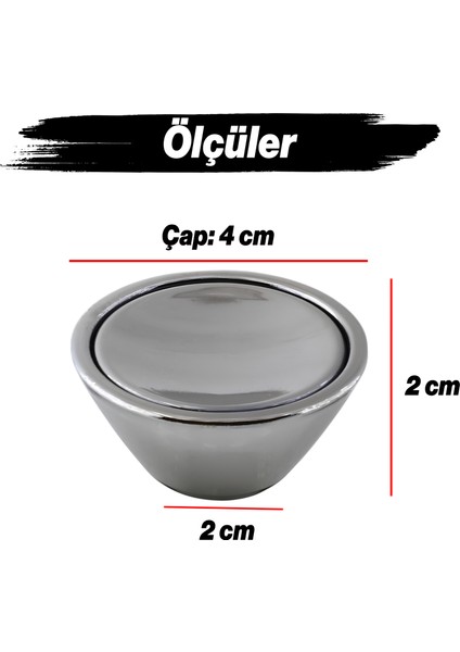 Mobilya Mutfak Dolap Dolabı Çekmece Kulpu Kulbu Plastik Gümüş Tek Vidalı Düğme Kulp Krom