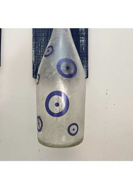 Peri Led Işıklı Mavi Ahşap Dekorlu Ferforje Bağlantılı Nazar Boncuklu Duvar Dekoru Set