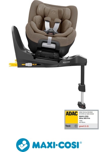 Mica 360 Pro I-Size Dünyanın Ilk Kızaklı, Araç Dışına Çıkabilen Adac'lı Isofix'li 360 Dönebilir Yatabilir 0-18 kg Bebek Oto Koltuğu Authentic Truffle