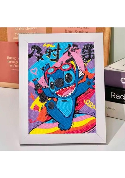 Stitch Çerçeveli Mozaik Elmas Boyama Seti Diy Kendin Yap Hobi