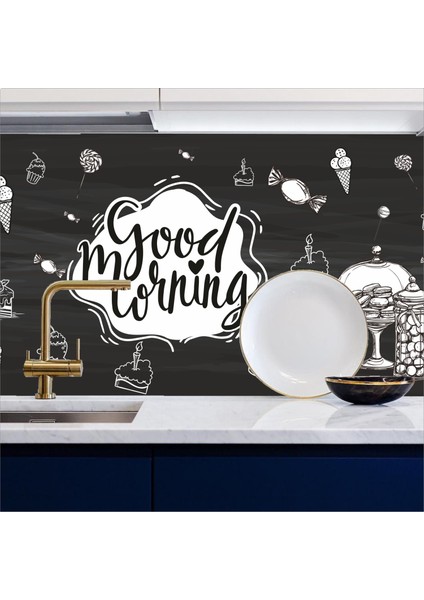 Mutfak Tezgah Arası Kendinden Yapışkanlı Folyo Kaplama Coffee Time Siyah Beyaz 60 cm x 100 cm fiyatları
