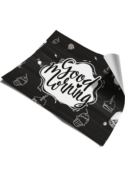 Mutfak Tezgah Arası Kendinden Yapışkanlı Folyo Kaplama Coffee Time Siyah Beyaz 60 cm x 100 cm modelleri