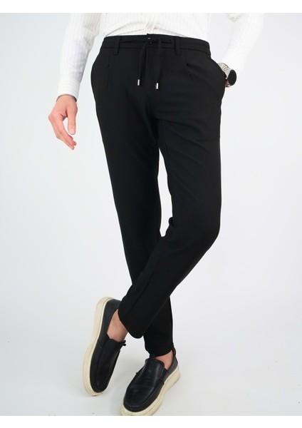 Erkek Yancep Beli Lastikli Kalın Kışlık Jogger Pantolon