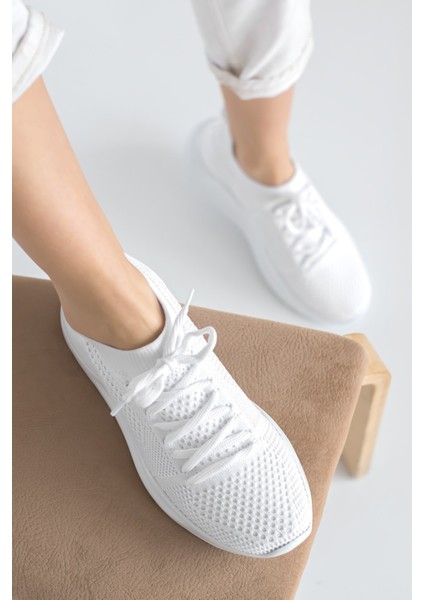Allyup Kadın Triko Sneaker Bağcıklı Çorap Bileklik Detaylı Spor Ayakkabı 017