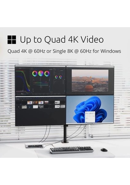 Usb4 Dörtlü 4K Ekran Bağlantı Istasyonu (SD5800T) Quad 4K 100W Thunderbolt 4 fırsatları