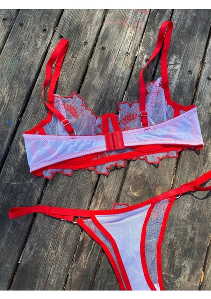 Kırmızı Çiçekli Bralet Takım modelleri
