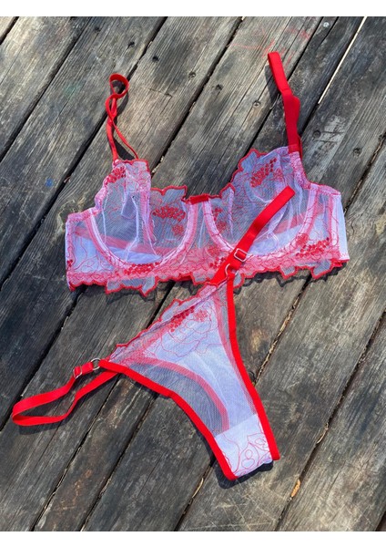 Kırmızı Çiçekli Bralet Takım indirimleri
