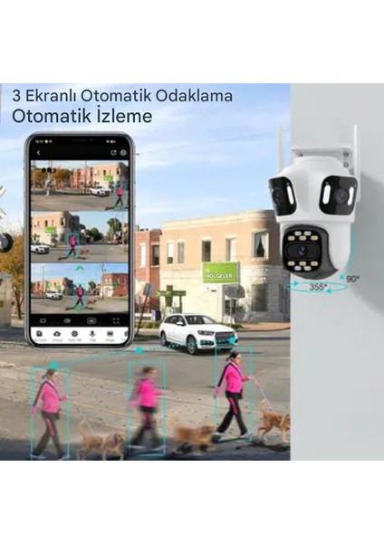 Ip Kamera 6k Hd Üç Ekranlı Harici Wifi Kamera Dış Mekan 4K Çift Lens Otomatik Takip fiyatları