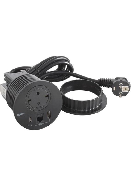 (654711) Incara Dısq 80 1 Priz Sch + USB A+C + RJ45 Cat6 Utp Siyah
