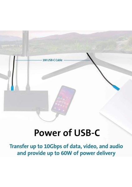 Üçlü Ekranlı Usb-C Bağlantı Istasyonu Usb-C Çift Ekran 60W
