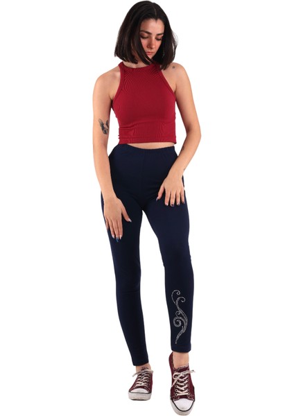 Kadın Lacivert Taş Baskılı 2'li Paket Tayt (Büyük Beden Seçeneğiyle) fiyatları