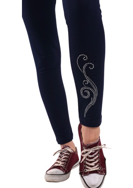 Kadın Lacivert Taş Baskılı 2'li Paket Tayt (Büyük Beden Seçeneğiyle) modelleri