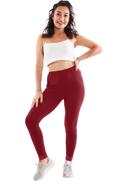 Kadın Siyah/bordo Dantelli 2'li Paket Tayt (Büyük Beden Seçeneğiyle) fiyatları