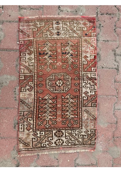 55 x 92 El Dokuma Antik Kilim Nadir Desenli Yumuşak Renkli Kilim