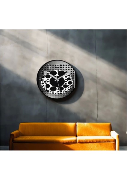 - Dekoratif 3D Baskı Geometrik Desen Yuvarlak Duvar Saati -144
