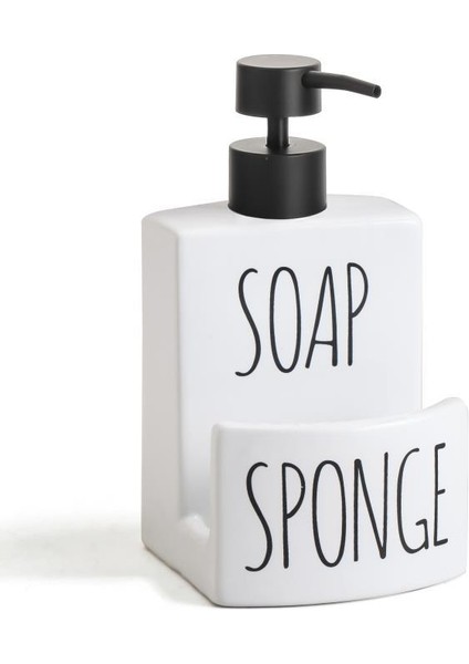 Beyaz Porselen Sıvı Sabunluk Soap Sponge