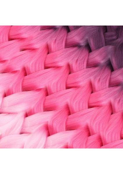 Afrika Örgüsü ve Rasta Için Sentetik Ombreli Saç - Koyu Pembe / Pembe / Açık Pembe