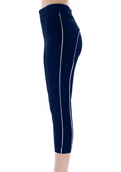 Kadın Lacivert Arabiyeli Kapri Tayt (Büyük Beden Seçeneğiyle)