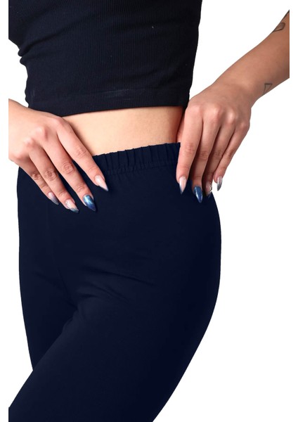 Kadın Lacivert Düz Model Tayt (Büyük Beden Seçeneğiyle) modelleri