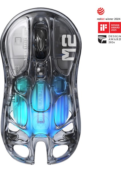 Mercury K1 Lite+M2 Kablosuz Rgb Işıklı Mekanik Q Gaming Klavye ve Optik Mouse Seti, Şeffaf Siyah