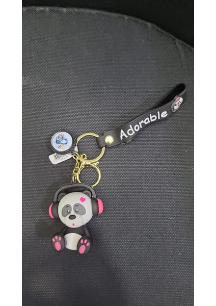 Anahtarlık Hediyelik Silikon Çanta Aksesuar Kulaklık Kalp Panda Adorable Sevimli Tasarım 1 Adet