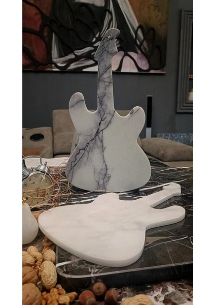 Mermer Hediyelik Obje Biblo Sunumluk Kesme Tablası Gitar