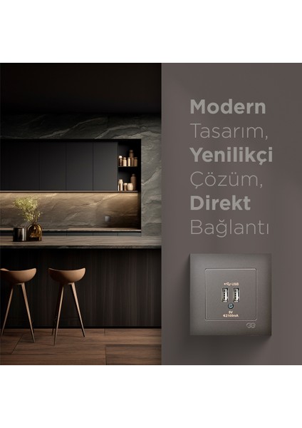 Eqona Mocha 2 USB Çıkışlı Şarj Prizi 5V 2.1A