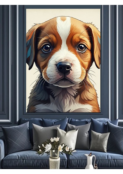 Yavru Köpek Bakışı Dekoratif Kanvas - Mdf Ahşap Tablo