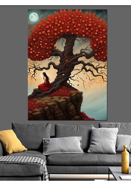 Büyülü Ağaç Dekoratif Kanvas - Mdf Ahşap Tablo