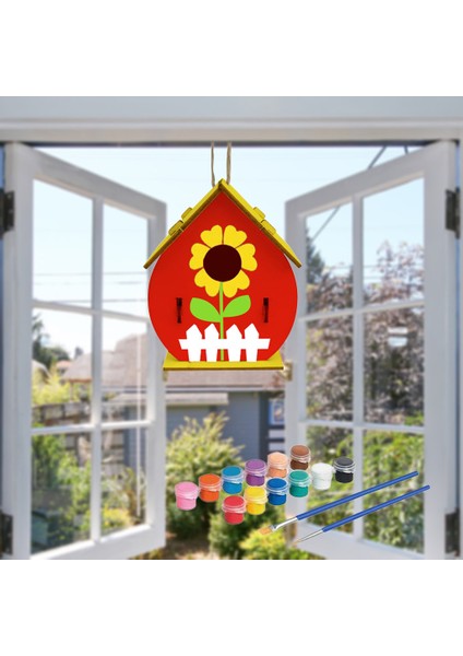 D Stili Kendi Yapımı Kuş Evi Seti Kuş Evi Yapımı El Yapımı Ahşap Boyama Kuş Evi Çocuklar Için Hediye Çocuklar El Sanatları Oyuncak (Yurt Dışından)