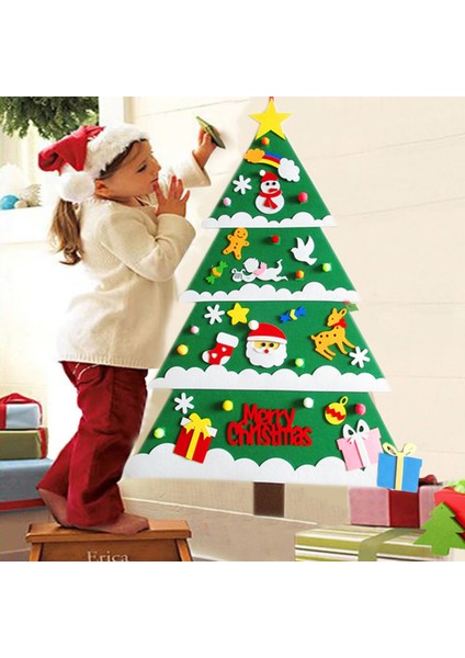 D 70X90CM Stili Yılbaşı Parti Süslemesi Yapma Oyuncakları Keçe Yılbaşı Ağacı Kar Adamı ile Süsler Sahte Yılbaşı Ağacı Çocuk Oyuncakları (Yurt Dışından)