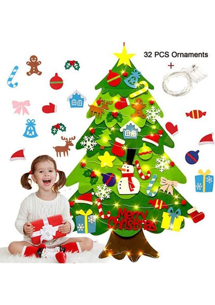 D 70X90CM Stili Yılbaşı Parti Süslemesi Yapma Oyuncakları Keçe Yılbaşı Ağacı Kar Adamı ile Süsler Sahte Yılbaşı Ağacı Çocuk Oyuncakları (Yurt Dışından)