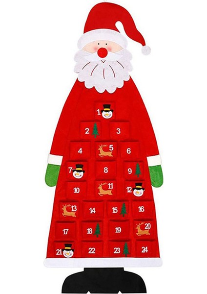 Kırmızı Stil Yılbaşı Advent Takvimi Keçe Duvar Asılı Cepler ile Noel Baba Advent Takvimi 24 Gün Çocuk Oyuncakları Hediye Ev Dekorasyonu Için (Yurt Dışından)