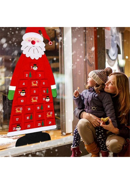 Kırmızı Stil Yılbaşı Advent Takvimi Keçe Duvar Asılı Cepler ile Noel Baba Advent Takvimi 24 Gün Çocuk Oyuncakları Hediye Ev Dekorasyonu Için (Yurt Dışından)