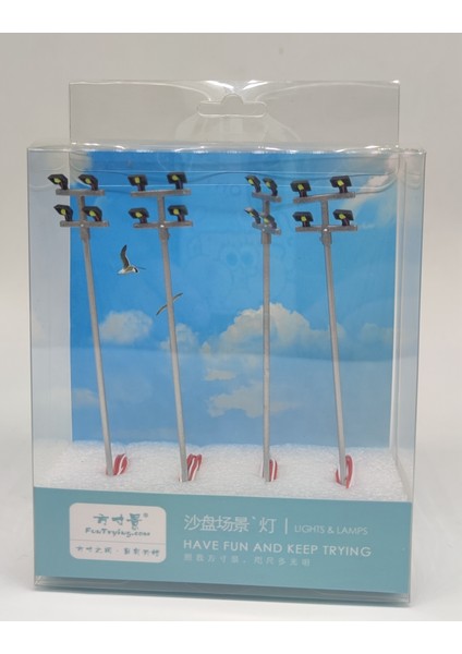 4PCS06 Tarzı Ho Ölçekli Model Aydınlatma Kulesi, Kule Işıkları Model Işıklar Düzeni Lamba Direği Tren Bahçe Oyun Parkı Stadyum Üst Işıklar (Yurt Dışından)