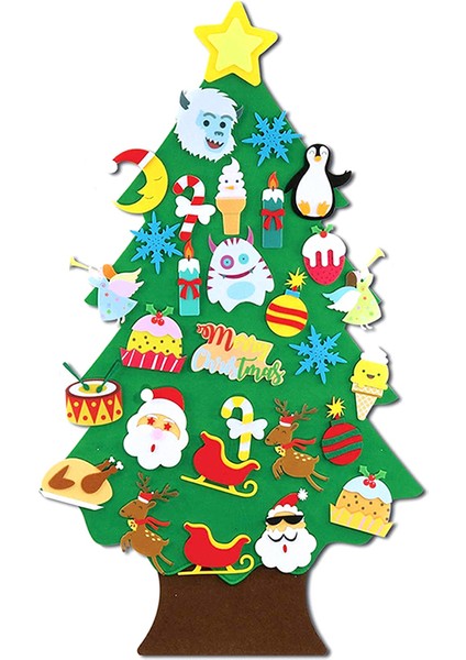 D Stili Yılbaşı Çocuk Hediyesi Yeni Yıl Dıy Keçe Noel Ağacı Oyuncak Kapı Duvar Asma Süsler Noel Dekor Oyuncak Çocuklar Için Hediye Navidad (Yurt Dışından)