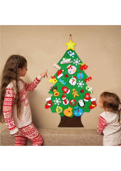 D Stili Yılbaşı Çocuk Hediyesi Yeni Yıl Dıy Keçe Noel Ağacı Oyuncak Kapı Duvar Asma Süsler Noel Dekor Oyuncak Çocuklar Için Hediye Navidad (Yurt Dışından)